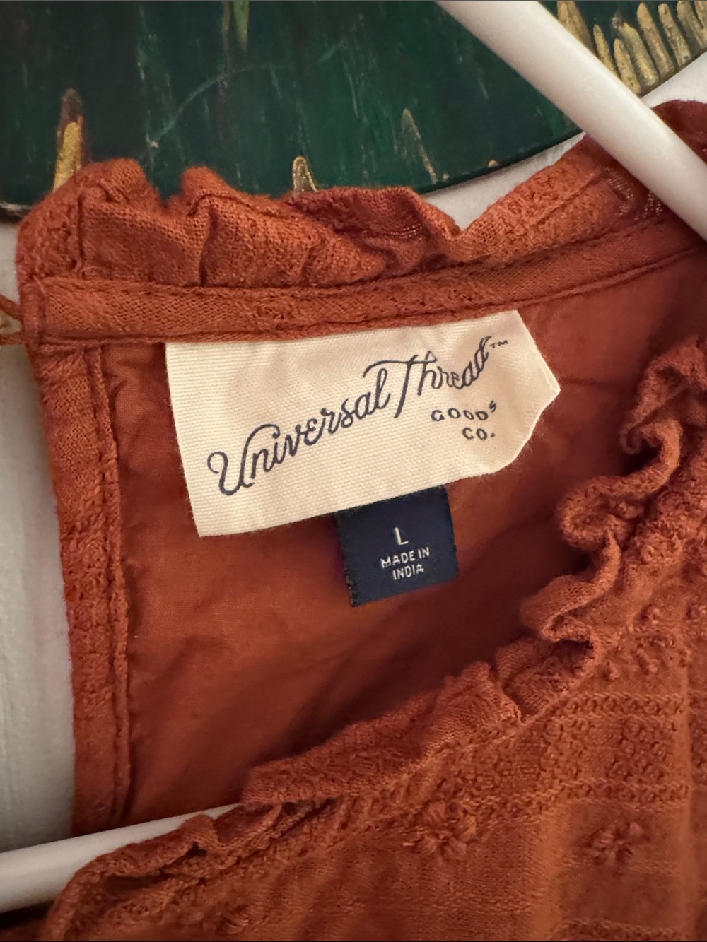 Universal Thread Rust Ruffled Neckline Top - Picture 2 of 3